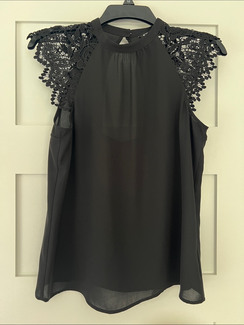 Express Black Crochet Cap-Sleeve Camisole
